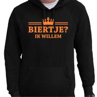 Koningsdag hoodie voor heren - biertje - zwart - met glitters - feestkleding