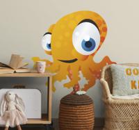 Sticker kinderkamer octopus oranje - thumbnail