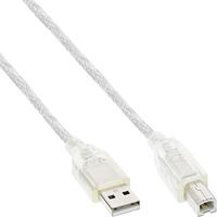 InLine 34550T USB 2.0 kabel, A naar B, transparant, 10 m