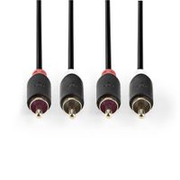 Nedis CABW24200AT10 Stereo Audiokabel 2x Rca Male - 2x Rca Male 1,0 M Antraciet - thumbnail