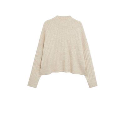 Mango gemêleerde ribgebreide trui met wol ecru