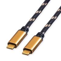 ROLINE Gold USB4 Gen3x2 kabel, C-C, ST/ST, 40Gbit/s, 100W, zwart/goud, 1m