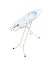 Brabantia Verstelbare Werkhoogte Opvouwbaar Frame, Koordbinder, Transportvergrendeling, Kinderslot, Anti-slip, Flexibel Strijkijzerhouder, Cotton Flower, Strijkplank A (110 x 30 cm)