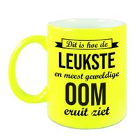 Leukste en meest geweldige oom cadeau mok / beker neon geel 330 ml - feest mokken