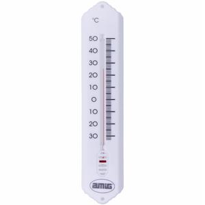 Thermometer binnen/buiten - kunststof - wit - 19 x 5 cm