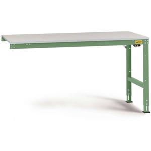 Manuflex LU6033.6011 ESD ESD-werktafel universele standaard aanschuiftafel met rubber schijf, bxdxh = 1250 x 800 x 760-870 mm Reseda groen (RAL 9010)