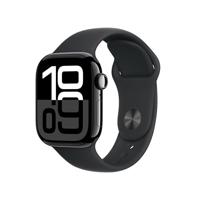 Apple Watch Series 10 (GPS 42 mm) Smartwatch - Kast van gitzwart aluminium - Zwart sportbandje (M/L). Conditie bijhouden, Ecg-app, always on Retina-display, waterbestendig