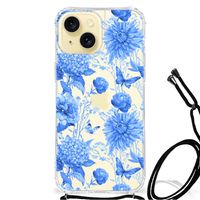 Case voor Apple iPhone 15 Flowers Blue