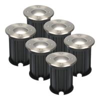 Set van 6 Maisy LED Grondspot - Dimbaar - Rond - Ø12cm - GU10 - 5 Watt 400 Lumen - 6000K daglicht wit - RVS - IP67 waterdicht - Tuinspot - Oprit