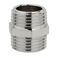 Dubbele nippel 3/4-3/4 inch AG messing verchroomd