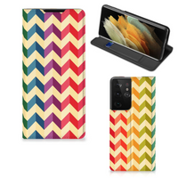 Samsung Galaxy S21 Ultra Hoesje met Magneet Zigzag Multi Color