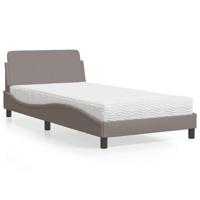 vidaXL Bed met matras stof taupe 100x200 cm