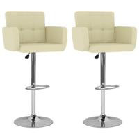 vidaXL Barkrukken 2 st kunstleer crèmekleurig