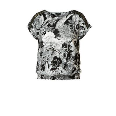 Yest top Ifara met all over print en open detail zwart/wit Yest top Ifara met all over print en open detail zwart/wit