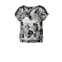 Yest top Ifara met all over print en open detail zwart/wit
