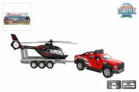 Kids globe terreinwagen met trailer met helikopter 35cm - thumbnail