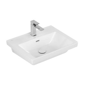 Wastafel Villeroy & Boch Subway 3.0 Met CeramicPlus 1 Kraangat Met Overloop 55x44x16.5 cm Wit Alpin Villeroy & Boch