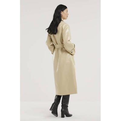 EDITED imitatieleren coat Journi met ceintuur beige EDITED imitatieleren coat Journi met ceintuur beige