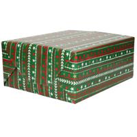 1x Rollen Kerst Cadeaupapier/inpakpapier Donker Groen Met Gekleurde Sterren 200 X 70 Cm - Cadeaupapier