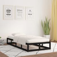 Bedframe massief hout zwart 100x200 cm - thumbnail