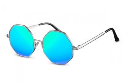 CWI zonnebril unisex rond cat.3 zilver/blauw (CWI1528) CWI zonnebril unisex rond cat.3 zilver/blauw (CWI1528)