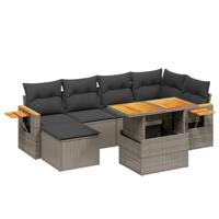 vidaXL 7-delige Loungeset met kussens poly rattan grijs, tuinset, tuinmeubel, terrasset, tuinbank, terrasmeubel, loungebank, loungeset tuin