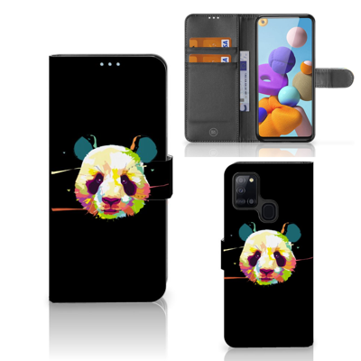 Samsung Galaxy A21s Leuk Hoesje Panda Color Samsung Galaxy A21s Leuk Hoesje Panda Color