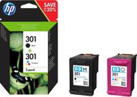 301 - 2 - zwart, kleur (cyaan, magenta, geel) - origineel - blister - inktcartridge - voor Deskjet 1050A J410, 1051A J410, 10XX, 10XX J410, 15XX, 2000, 2050 J510, 2050A J510, 2054A J510, 25XX, 3000, 3050 J610, 3050A J611, 3052A J611, 3054A J611, 3055A J611...