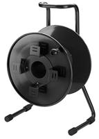 MONACOR MCR-6 professionele lege trommel in een robuust, geschikt ontwerp voor kabels tot 100 m, lege kabeltrommel van metaal met stalen buisframe, in zwart, 25.1910