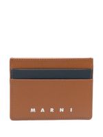 Marni porte-cartes en cuir à logo embossé - Marron