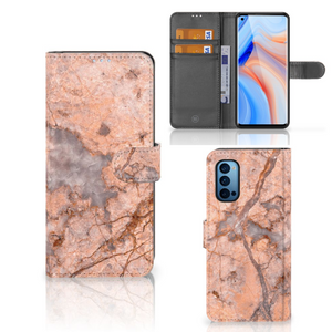 OPPO Reno 4 Pro 5G Bookcase Marmer Oranje