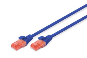 Digitus DK-1617-0025/B RJ45 Netwerkkabel, patchkabel CAT 6 U/UTP 0.25 m Blauw Halogeenvrij, Verdraaide paren 1 stuk(s)