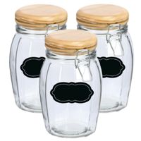 Weckpot/inmaakpot - 6x - 1.2L - glas - met beugelsluiting - incl. etiketten - thumbnail