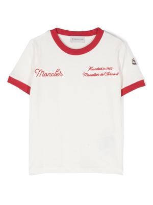 Moncler Enfant T-shirt met geborduurd logo - Wit