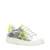 Scapino Groot leren sneakers zilver/neon geel