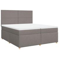 vidaXL Boxspring met matras stof taupe 200x200 cm