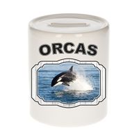 Dieren orka spaarpot - orcas/ orka vissen spaarpotten kinderen 9 cm - thumbnail