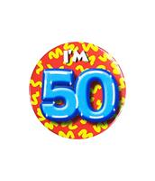 PD-Party 6014750 Verjaardags Badge/Speld | Viering | Feest - I'm 50, Veelkleurig, 5.5cm Lengte x 5.5cm Breedte x 0.5cm Hoogte