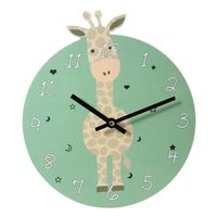 Giraffe dieren wandklok 26 cm voor kinderen - thumbnail