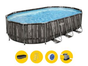 Bestway Power Steel Oval zwembad - 610 x 366 x 122 cm - met filterpomp en accessoires