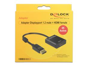 Delock 62607 Adapter DisplayPort 1.2 male > HDMI female 4K Actief zwart