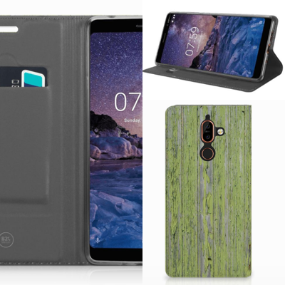 Nokia 7 Plus Book Wallet Case Green Wood