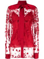 Elie Saab chemise à fleurs brodées - Rouge