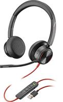 Poly Blackwire 8225-M Stereo-headset met USB-A-aansluiting, Active Noise Cancelling en flexibele microfoonarm, Microsoft Teams, zwart