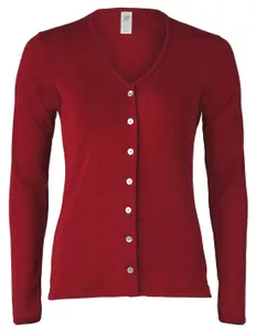 Cardigan - Vest Zijde Wol Engel Natur, Kleur Bordeauxrood, Maat 42/44 - Large