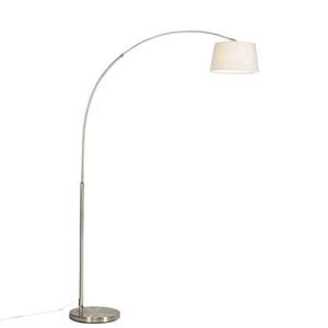 QAZQA Moderne booglamp staal met witte stoffen kap - Arc Basic