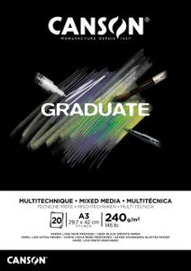 Tekenblok Canson Graduate Mixed Media black paper A3 20vel 240gr