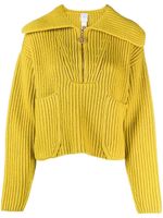 Patou pull zippé en maille nervurée - Jaune