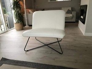 Leren fauteuil zonder armleuning met kruisframe - wit leer - Echt leer, Industrieel, ontdek de vele Leersoorten en Kleuren bij ShopX