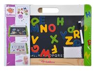 Eichhorn 100002577 - Hänge-Magnettafel 42x30cm, 1 magnetische weiße Folienstiftfläche / 1 magnetische Tafelblattfläche für Kreide inkl. 26 Magnetbuchstaben, 5 Kreiden und 1 Folienstift